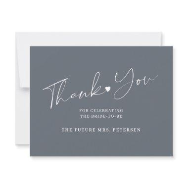 Elegant script bridal shower dark grey thank you Invitations