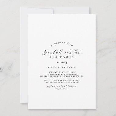 Elegant Script Bridal Shower Tea Party Invitations