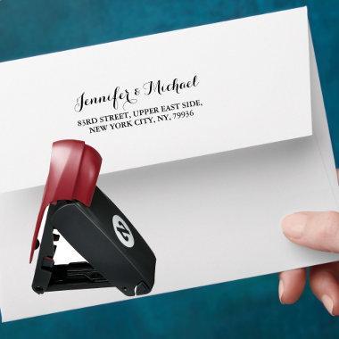 Elegant Script Bride Groom Wedding Return Address Pocket Stamp