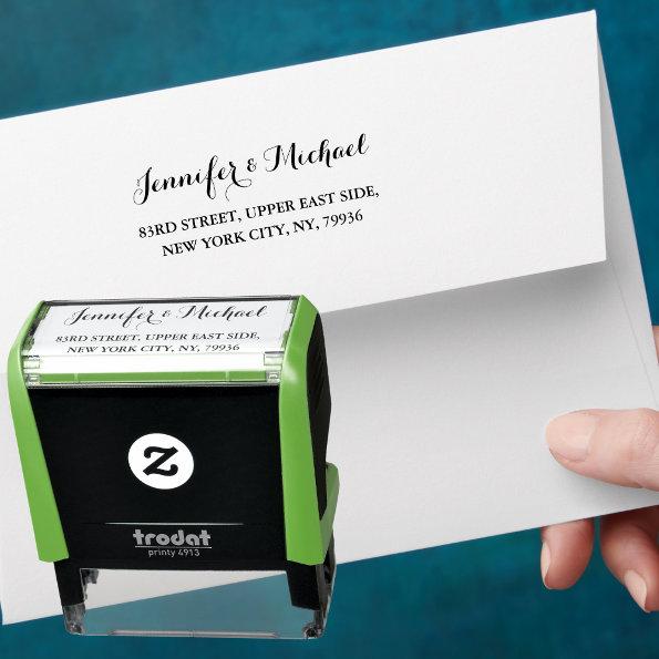 Elegant Script Bride Groom Weddings Return Address Self-inking Stamp