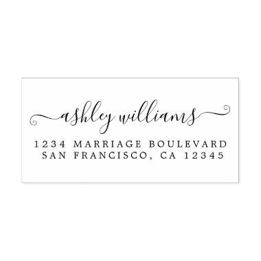 Elegant Script Calligraphy Name Address Self-inking Stamp