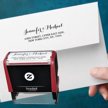 Elegant Script Couple Name Weddings Return Address Self-inking Stamp