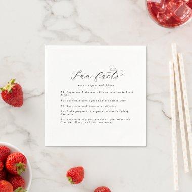 Elegant Script Fun Facts Wedding Napkins