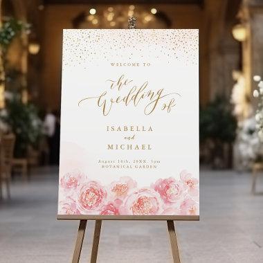 Elegant script gold & blush floral bridal shower foam board
