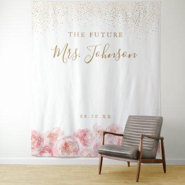 Elegant Script gold & blush floral bridal shower Tapestry