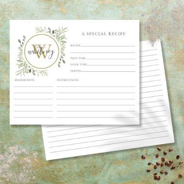 Elegant Script Gold Monogram Greenery Recipe