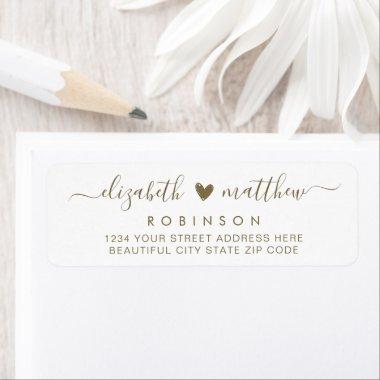 Elegant Script Gold Wedding Return Address Label