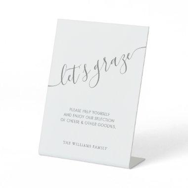 Elegant Script Gray Grazing Table Wedding  Pedestal Sign