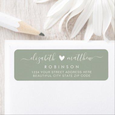 Elegant Script Green Wedding Return Address Label