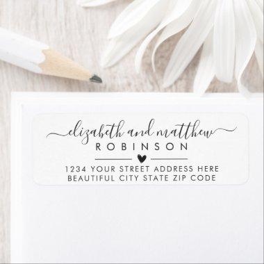 Elegant Script Heart Wedding Return Address Label