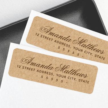 Elegant script Kraft paper look return address Label