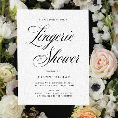 Elegant Script Lingerie Bridal Shower Invitations