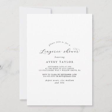 Elegant Script Lingerie Shower Invitations