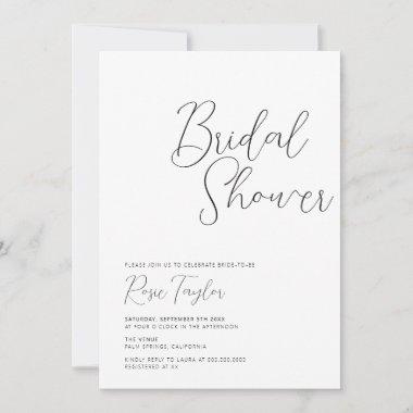 Elegant Script Minimal Bridal Shower Invitations