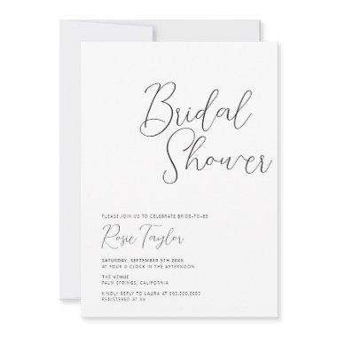 Elegant Script Minimal Bridal Shower Invitations