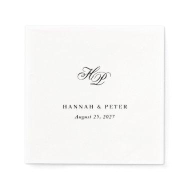 Elegant Script Monogram Initials Minimal Wedding Napkins