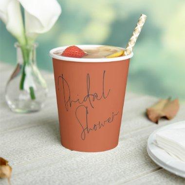 Elegant Script Name Date  Terracotta Paper Cups