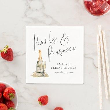 Elegant Script Pearls and Prosecco  Napkins
