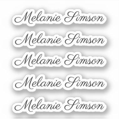 Elegant script personalized handwritten name sticker