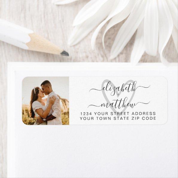 Elegant Script Photo Wedding Return Address Label