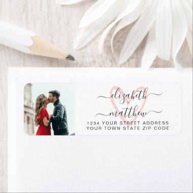 Elegant Script Photo Wedding Return Address Label