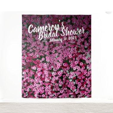 Elegant Script Pink Floral Bridal Shower Backdrop