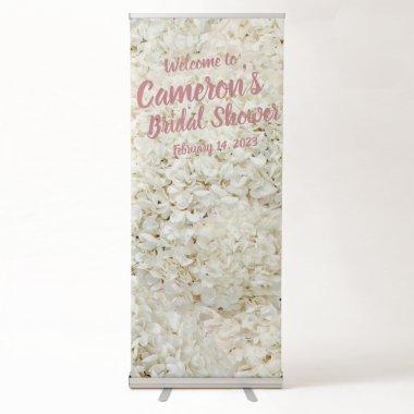 Elegant Script Pink Floral Bridal Shower Backdrop Retractable Banner