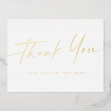 Elegant script real foil thank you add text white foil holiday postInvitations