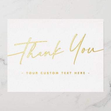 Elegant script real foil thank you add text white foil holiday post