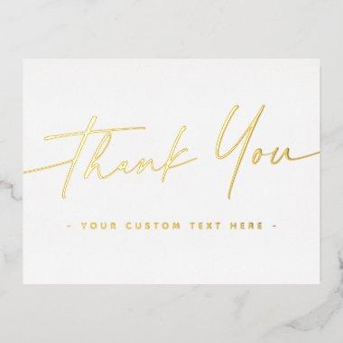 Elegant script real foil thank you add text white foil holiday postInvitations