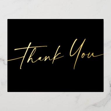 Elegant script real foil thank you black post