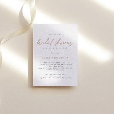 Elegant Script Real Rose Gold Foil Bridal Shower Foil Invitations