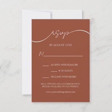 Elegant Script Rustic Terracotta Wedding RSVP Card