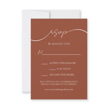 Elegant Script Rustic Terracotta Wedding RSVP Card