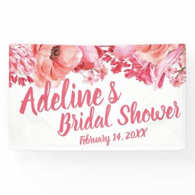 Elegant Script Watercolor Floral Bridal Shower Banner