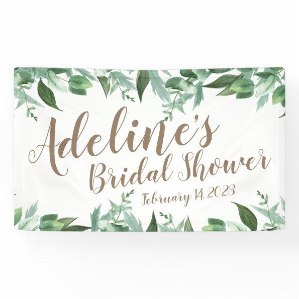 Elegant Script Watercolor Greenery Bridal Shower Banner