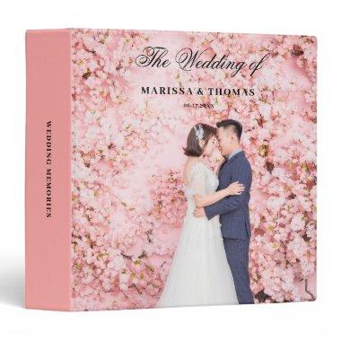 Elegant Script Wedding Photo Album Keepsake Pink 3 Ring Binder