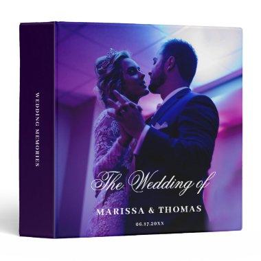 Elegant Script Wedding Photo Album Keepsake Purple 3 Ring Binder