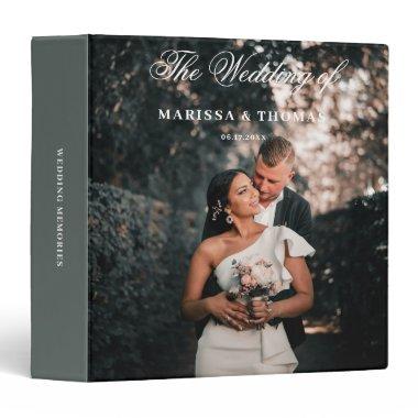 Elegant Script Wedding Photo Album Keepsake Sage 3 Ring Binder