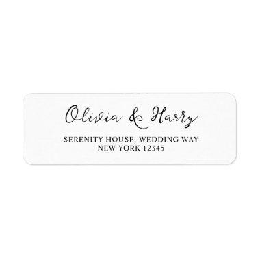 Elegant Script White Wedding Return Address Labels