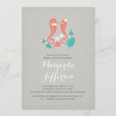 Elegant seahorses beach bridal shower Invitations