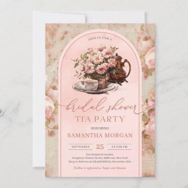 Elegant shabby chic vintage blush Bridal tea party Invitations