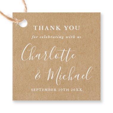 Elegant Signature Rustic Kraft Thank You Favor Tags