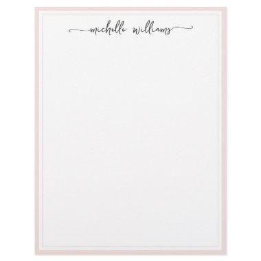 Elegant Signature Script Girly Blush Bordered Letterhead