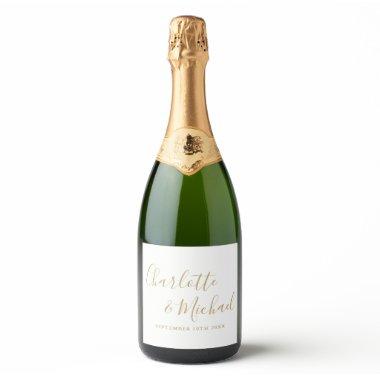 Elegant Signature Script Gold Wedding Sparkling Wine Label