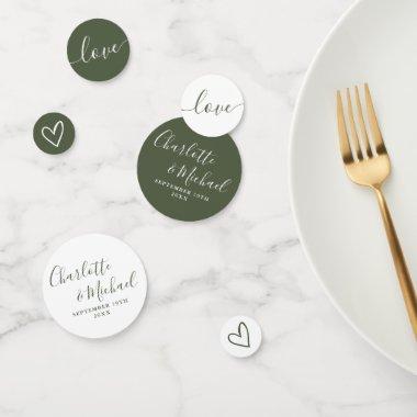 Elegant Signature Script Olive Green Wedding Confetti