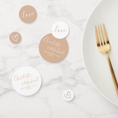 Elegant Signature Script Tan Taupe Wedding Confetti