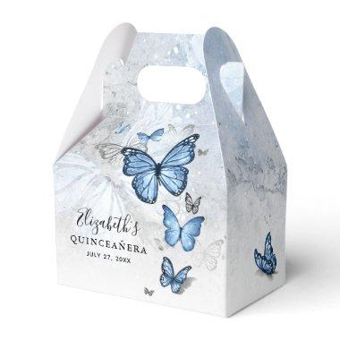 Elegant Silver and Baby Blue Butterfly Template Favor Boxes