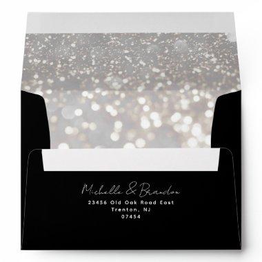 Elegant Silver Bokeh Pattern | Return Address Envelope