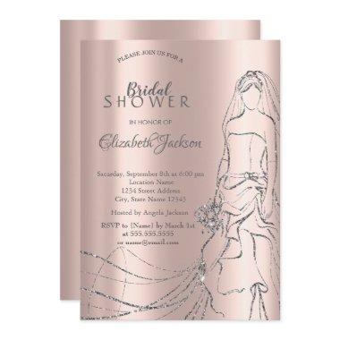 Elegant Silver Bride, Rose Gold  Invi